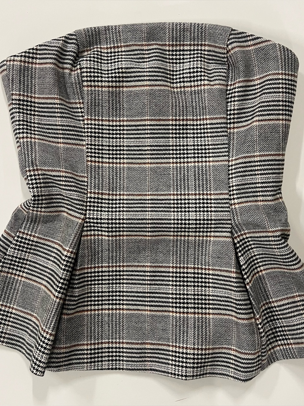 H&M Plaid Strapless Peplum Bustier Top